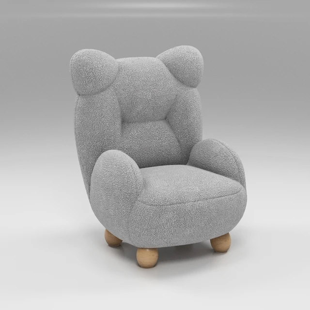 Fauteuil en cachemire avec dossier pour enfants, mini fauteuil d&#39;agneau ours de dessin animé