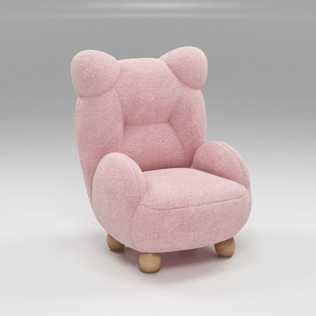 Fauteuil en cachemire avec dossier pour enfants, mini fauteuil d&#39;agneau ours de dessin animé